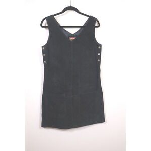 JOUJOU Dress Size Large Black Suede‎ Button Side A-Line Mini